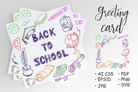 Back to School. Drawing Colored Pens Graphics