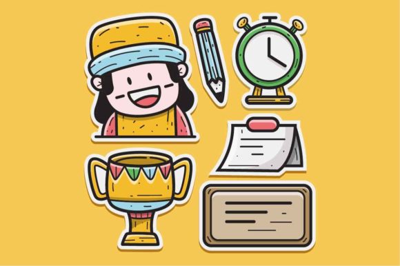 Back to School Kawaii Doodle Sticker Graphics