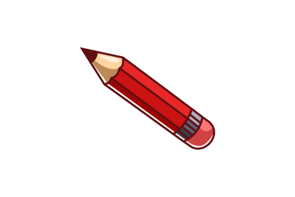 Back to School Pencil Red Color Graphics