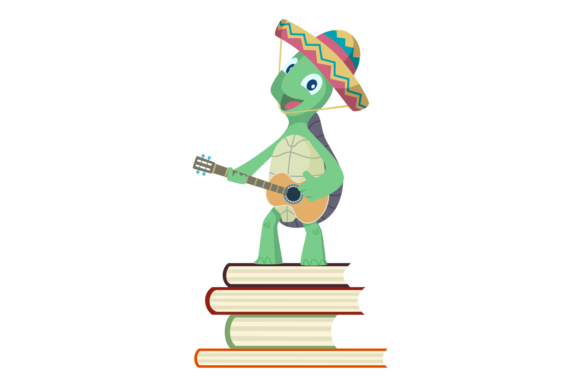 Back to School Turtle and Book Graphics