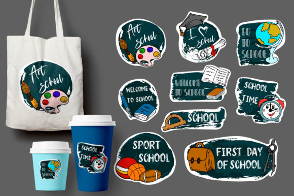 Big Set of Back to School Labels, Pins