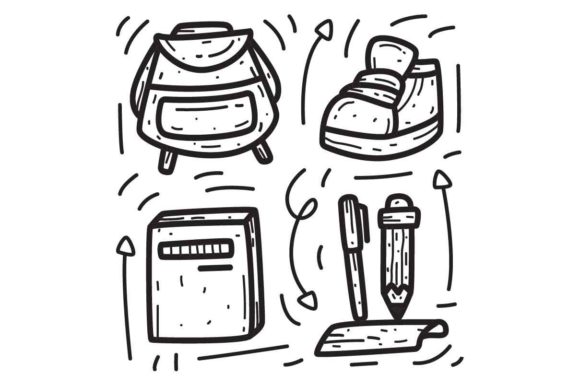 Coloring Cartoon Doodle Back to School Graphics