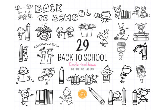 Doodle Back to School Kid SVG Graphics