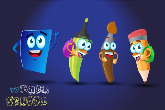 Funny Back to School Cartoon Character Graphics