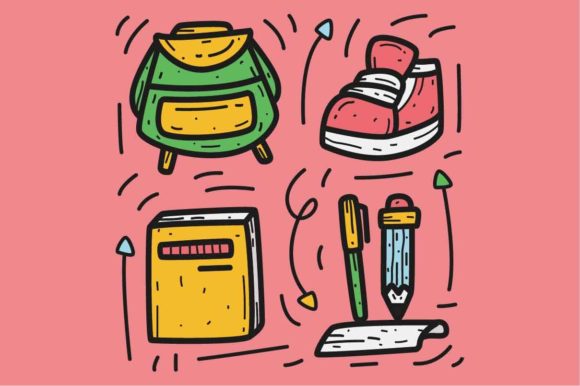 Kawaii Cartoon Doodle Back to School Graphics