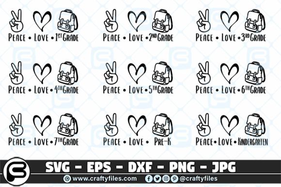 Peace Love Bag for School Grade Back Graphics and Crafts