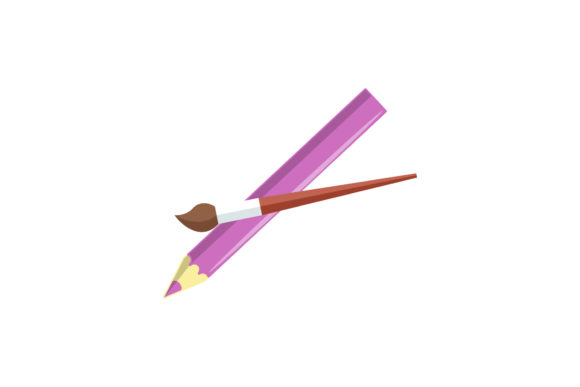 Pencil and Brush Back to School Vector